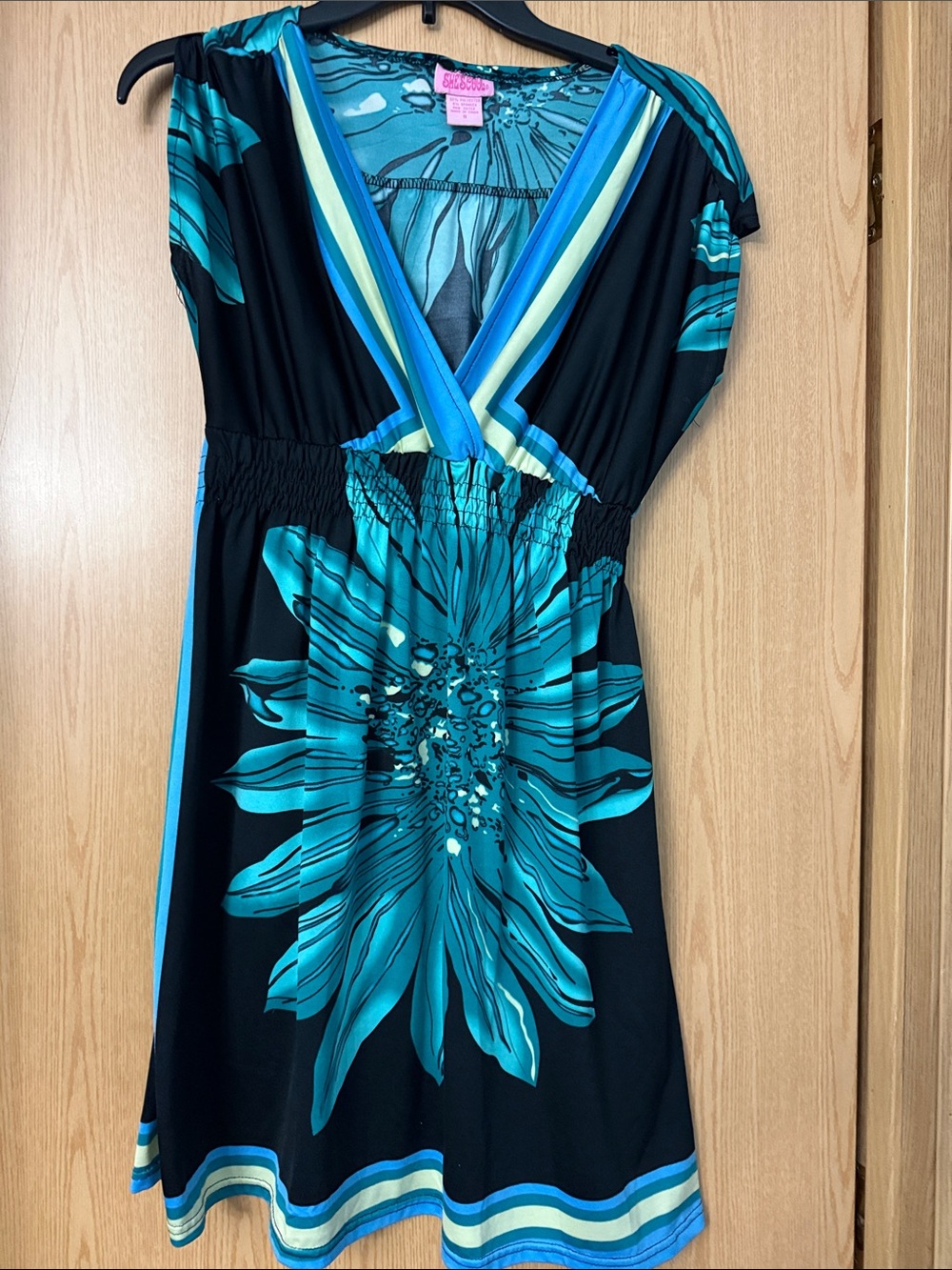 Blue Floral V-Neck Dress